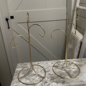 Set of two Gold multi ornament stands